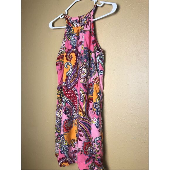 Old Navy Boho Paisley Halter Dress Small Pink Orange Summer Festival - Picture 4 of 12